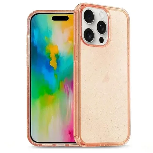 Funda para Teléfono iPhone 16 Pro Glitter Powder TPU Hybrid (Naranja)