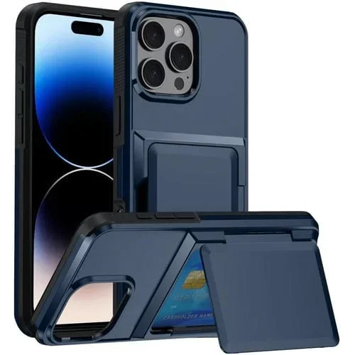 Funda para Teléfono iPhone 16 Pro Max con Ranura para Tarjeta (Azul)