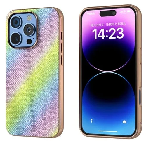 Funda para Teléfono iPhone 16 Pro Max Textura de Diamante Nanorrevestimiento (Arcoíris)