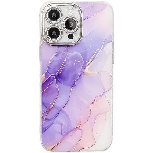Funda para Teléfono iPhone 16 Pro Max Textura Mármol Galvanizado (Morado M3)