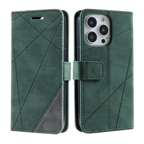 Funda para Teléfono iPhone 16 Pro Skin Feel Empalme Cuero (Verde)