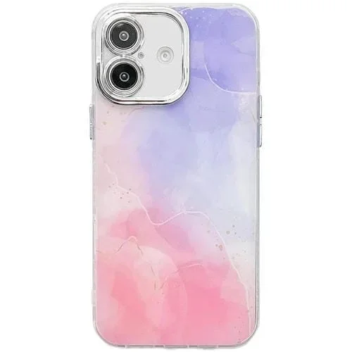 Funda para Teléfono iPhone 16 Textura Mármol Galvanizado (Púrpura Rosa)