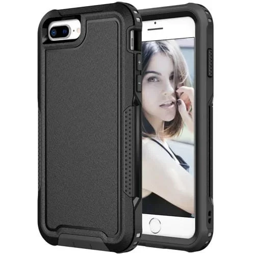 Funda para Teléfono iPhone 6 Plus 7 Plus 8 Plus 3 En 1 PC TPU a Prueba de Golpes (Negro)