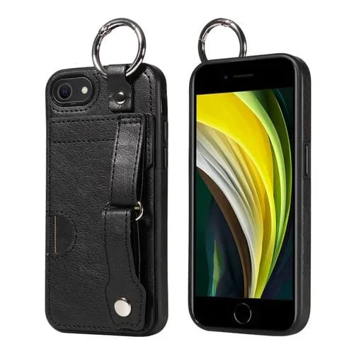 Funda para Teléfono iPhone 7/8/SE 2022 con Anillo y Ranura para Tarjeta (Negro)