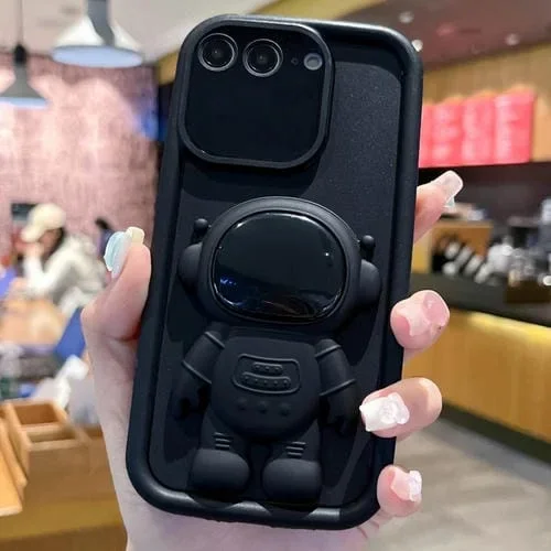 Funda para Teléfono iPhone 7 Plus/8 Plus Astronaut 3D Relief Holder TPU + PC de Cobertura Total (Negro)