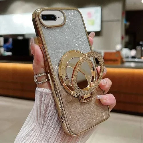 Funda para Teléfono iPhone 7 Plus/8 Plus Magsafe con Soporte Espejo Plateado y Brillo Degradado (Dorado)