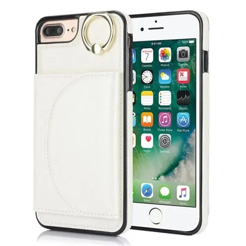 Funda para Teléfono iPhone 7 Plus/8 Plus Ym006 con Soporte para Anillo y Tarjeta (Blanco)