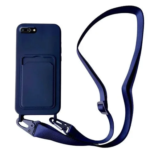 Funda para Teléfono iPhone 8 Plus 7 Plus Silicona Líquida Ranura Tarjeta Cordón (Azul Oscuro)