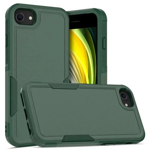 Funda para Teléfono iPhone SE 2022/2020/8/7/6 2 en 1 PC y TPU (Verde Oscuro)