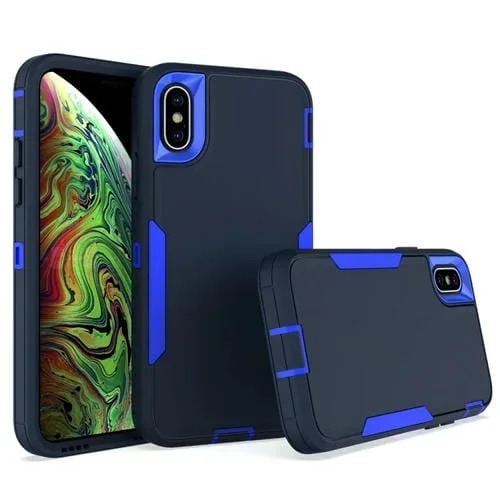 Funda para Teléfono iPhone X Xs 2 En 1 Magnética PC + TPU (Azul Real + Azul Oscuro)
