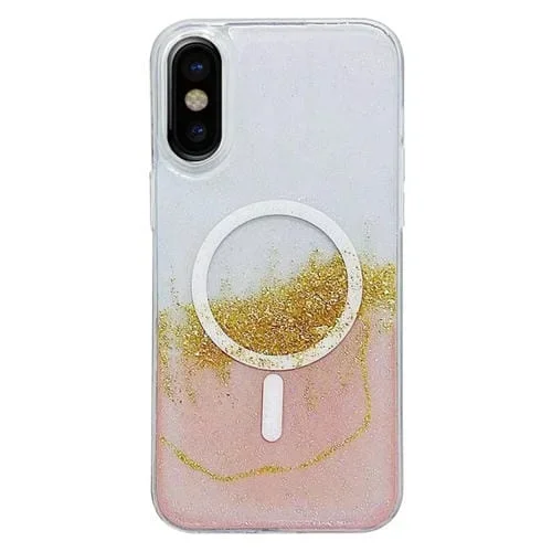 Funda para Teléfono iPhone X / Xs Magsafe Gilding Hybrid Clear TPU (Rosa)
