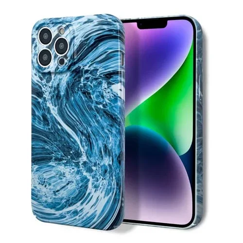 Funda para Teléfono iPhone Xr Patrón Mármol (Azul Marino y Blanco)