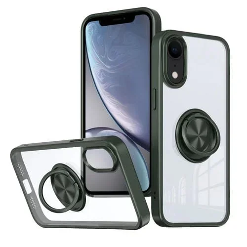 Funda para Teléfono iPhone Xr Ring Holder PC Hybrid TPU (Verde)