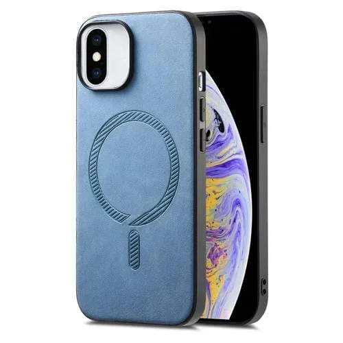 Funda para Teléfono iPhone Xs Max Magsafe Retro PU con Contraportada (Azul)