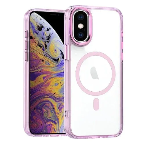Funda para Teléfono iPhone Xs Max Magsafe Transparente Magnética (Rosa)