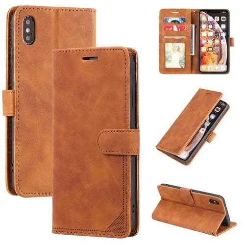 Funda para Teléfono iPhone Xs Max Piel Anti-Robo (Marrón)