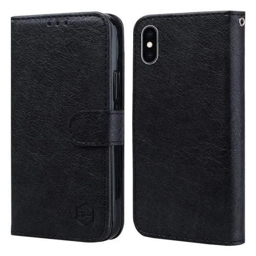 Funda para Teléfono iPhone Xs Max Skin Feeling Oil Textura de Cuero Pu + TPU (Negro)