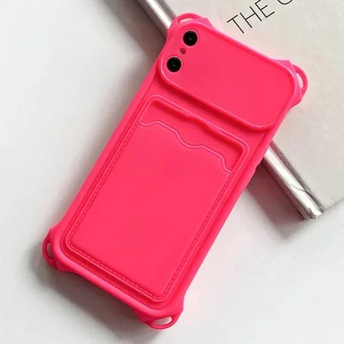 Funda para Teléfono iPhone Xs Max TPU Esmerilado Ranura para Tarjeta a Prueba de Golpes (Rojo Rosa)