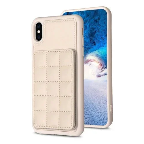 Funda para Teléfono iPhone Xs / X Grid Ranura para Tarjeta (Beige)