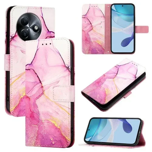 Funda para Teléfono Itel S24 Pt003 Cuero con Tapa y Patrón Mármol (Rosa, Morado y Dorado)