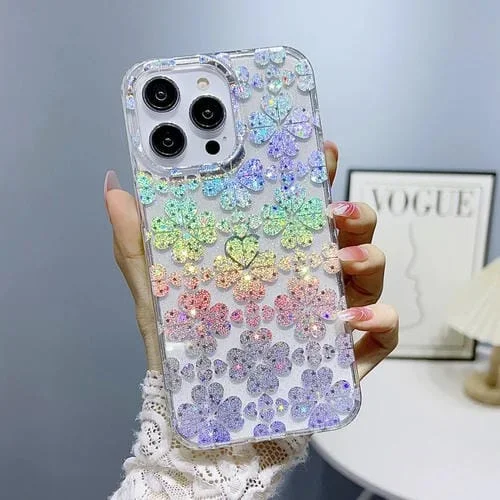 Funda para teléfono Little Star Series Glitter Powder TPU para iPhone 13 Pro Max (Trébol)
