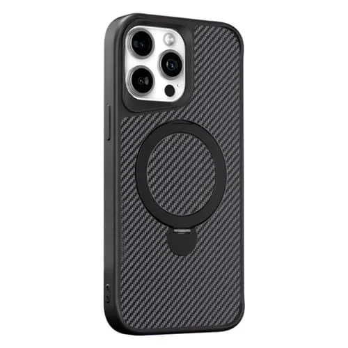 Funda para Teléfono Magsafe 360 Fibra de Carbono para iPhone 14 Pro Max (Negro)