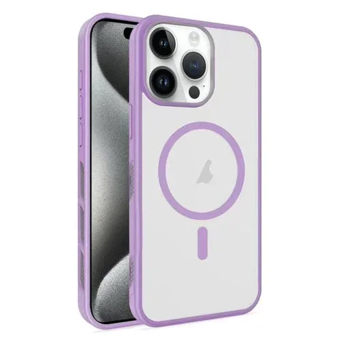 Funda para Teléfono Magsafe con Enfriamiento Por Niebla Helada y Laterales Translúcidos para iPhone 15 Pro (Morado Claro)