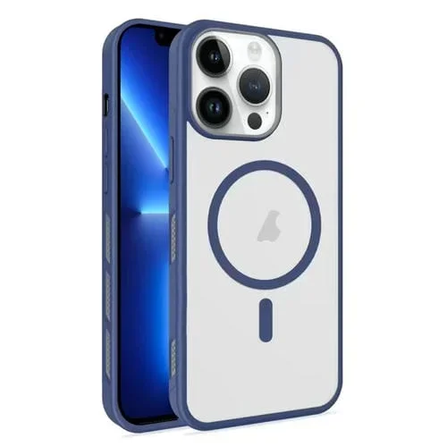 Funda para Teléfono Magsafe con Enfriamiento Por Niebla Helada y Laterales Translúcidos para iPhone 13 Pro (Azul)