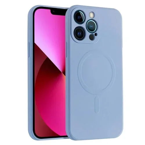 Funda para teléfono Magsafe de silicona líquida cobertura total para iPhone 14 (Gris)