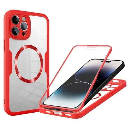 Funda para Teléfono Magsafe iPhone 14 Pro Textura de Cd (Roja)