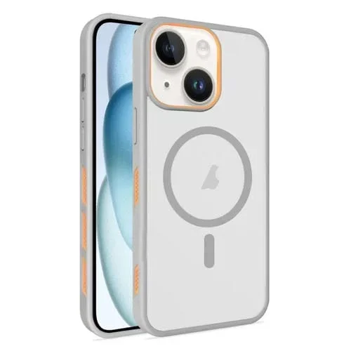 Funda para Teléfono Magsafe iPhone 15 Enfriamiento Por Niebla Efecto Hielo Translúcida (Gris)