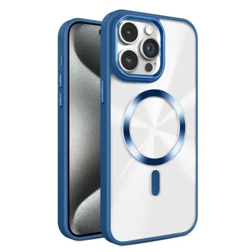 Funda para Teléfono Magsafe iPhone 15 Pro Max Textura Cd Brillante (Azul Real)