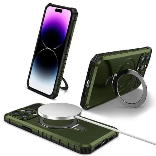Funda para Teléfono Magsafe iPhone 15 Pro Soporte Magnético (Verde)