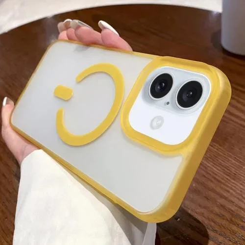 Funda para teléfono Magsafe iPhone 16 Plus doble cara esmerilada (Amarilla)