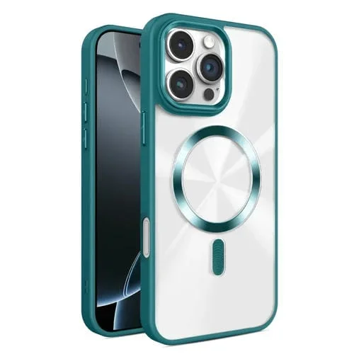 Funda para Teléfono Magsafe iPhone 16 Pro Textura de Cd Brillante (Verde Oscuro)
