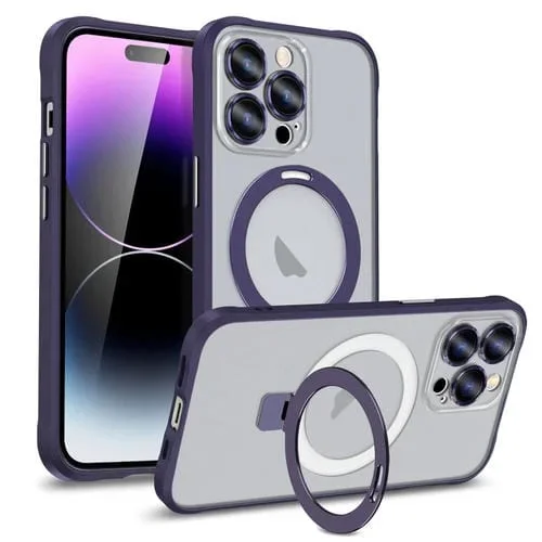 Funda para Teléfono Metal Eyes Series Magsafe para iPhone 11 con Soporte Magnético (Morado Oscuro)