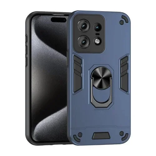 Funda para Teléfono Motorola Edge 50 Pro con Soporte de Anillo Metal a Prueba de Golpes (Azul)