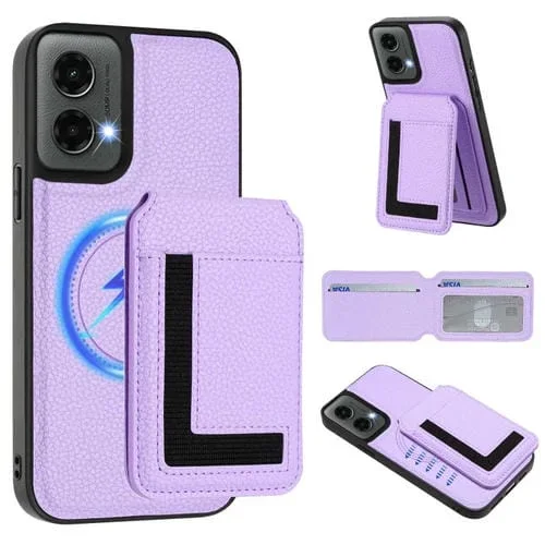 Funda para Teléfono Motorola Moto G 5G 2024 Cx01 con Tarjetero Magnético Desmontable Magsafe (Morado Claro)