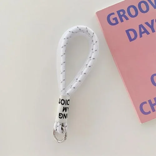 Funda para Teléfono Móvil Cordón Trenzado Malla Cuerda Bolsa Colgante Decoración (Blanco) 5 Uds