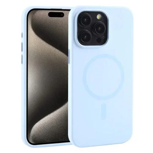 Funda para Teléfono Mutural Karen Series para iPhone 15 Pro Magsafe Silicona Líquida (Azul Cielo)