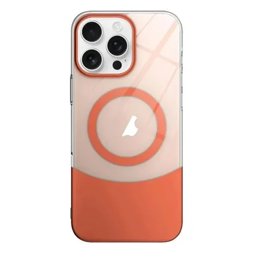 Funda para Teléfono PC Magsafe iPhone 15 Pro Contraste de Color Delgado (Naranja)