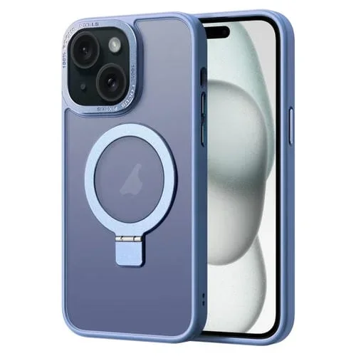 Funda para Teléfono Skin Feel Magsafe para iPhone 15 con Soporte Magnético (Azul)