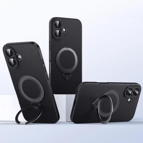 Funda para teléfono Sulada con soporte magnético Magsafe para iPhone 16 (Negro)