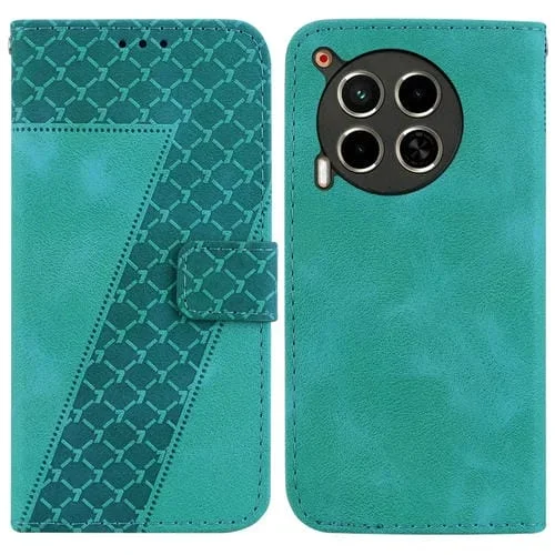 Funda para Teléfono Tecno Camon 30 4G 5G Cl6 Cl7 Cuero En Relieve Siete Formas (Verde)