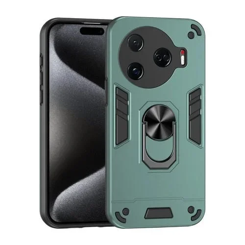 Funda para Teléfono Tecno Camon 30 Pro 5G con Anillo de Metal y Protección Antigolpes (Verde)