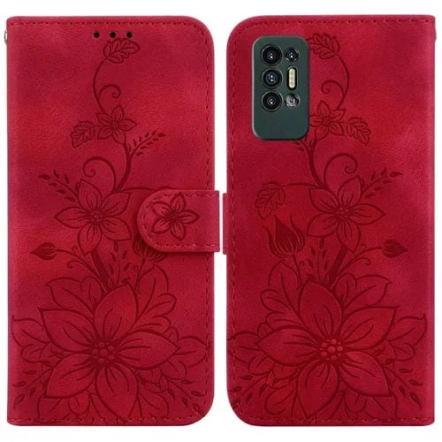 Funda para Teléfono Tecno Pova 2 Lily Cuero En Relieve (Rojo)