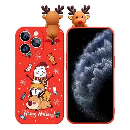 Funda para Teléfono TPU Apple iPhone 11 Pro con Dibujo de Ciervos y Muñecos en Relieve
