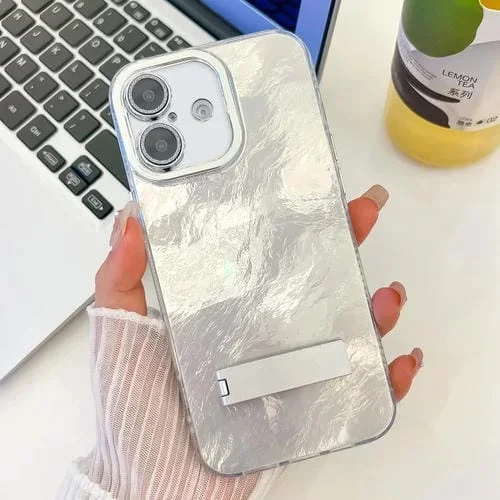 Funda para Teléfono TPU con Soporte Plegable para iPhone 16 Plus (Blanco)
