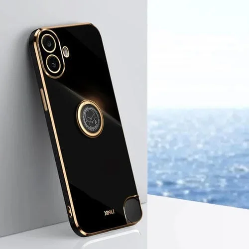 Funda para Teléfono TPU For Nothing cmf Phone 1 Xinli Borde Recto Galvanizada 6D Soporte Anillo (Negro)