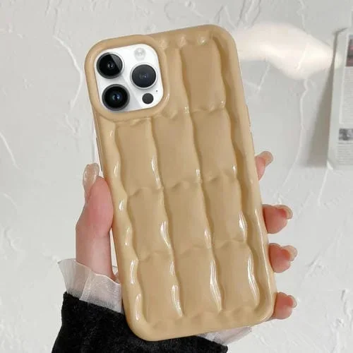 Funda para teléfono TPU iPhone 13 Pro Max Textura de Rejilla 3D (Caqui)